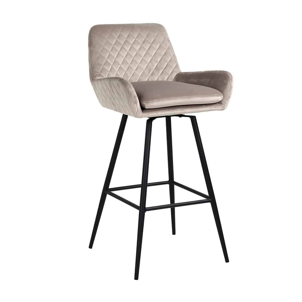 Barstoel Linsey draaibaar khaki fluweel (Quartz Khaki 903)