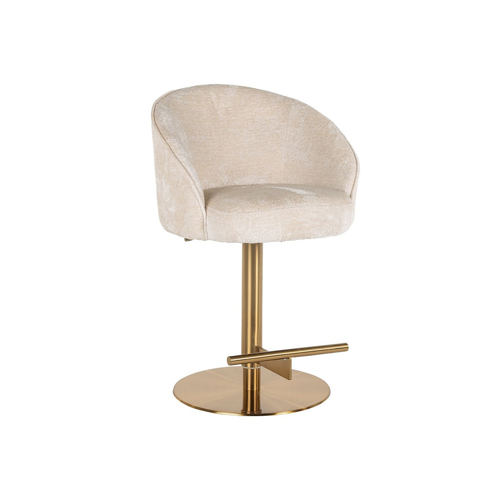 Bar/counter stoel Zabi draaibaar wit chenille (Bergen 900 wit chenille)
