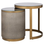 Bijzettafel Bloomville met glas set van 2 (Goud)