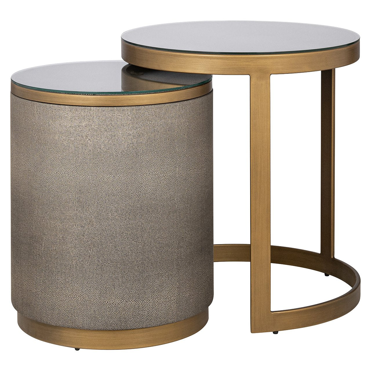 Bijzettafel Bloomville met glas set van 2 (Goud)