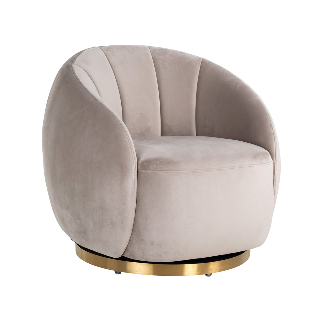 Draaifauteuil Jago khaki fluweel / geborsteld goud (Quartz Khaki 903)