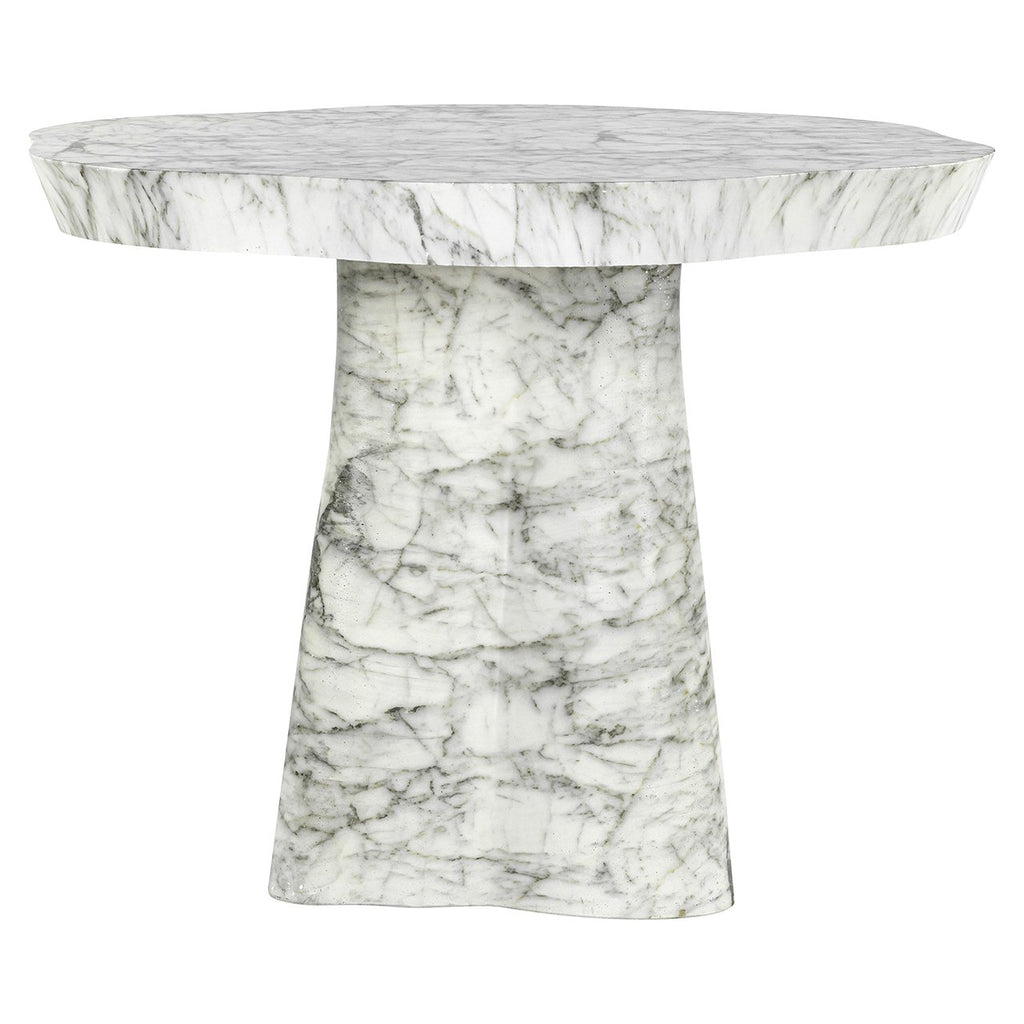 Eettafel Rockyard 100Ø nep wit marmer binnen/buiten (Wit)