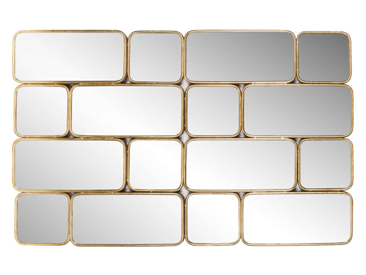 Spiegel Berken met 16 spiegels (Goud)