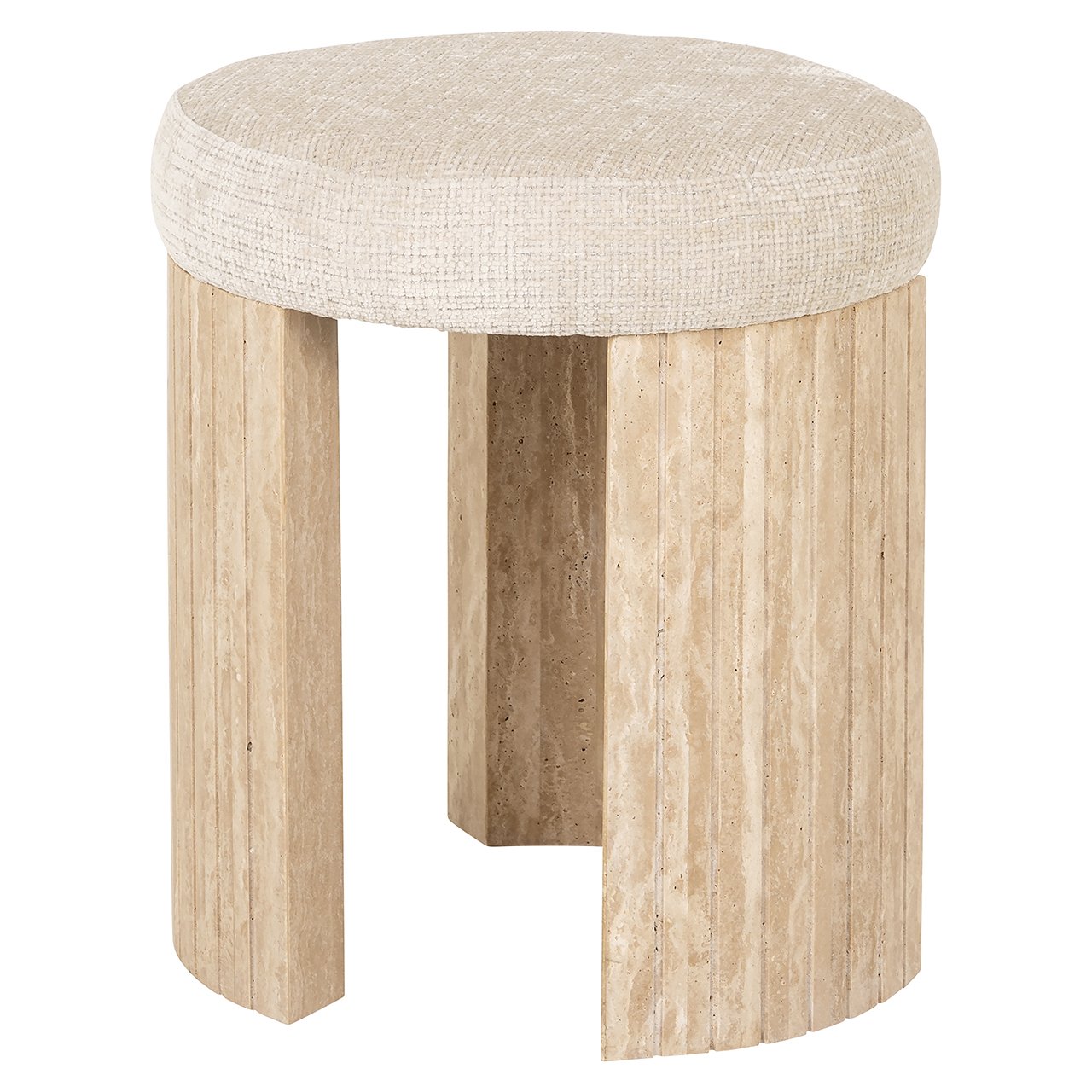 Poef Gallice natuurlijk beige travertijn (Beige)