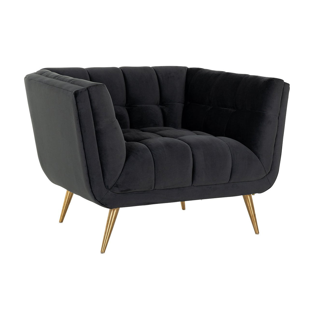 Fauteuil Huxley Antraciet fluweel / Geborsteld goud (Quartz Antraciet 801)