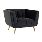 Fauteuil Huxley Antraciet fluweel / Geborsteld goud (Quartz Antraciet 801)