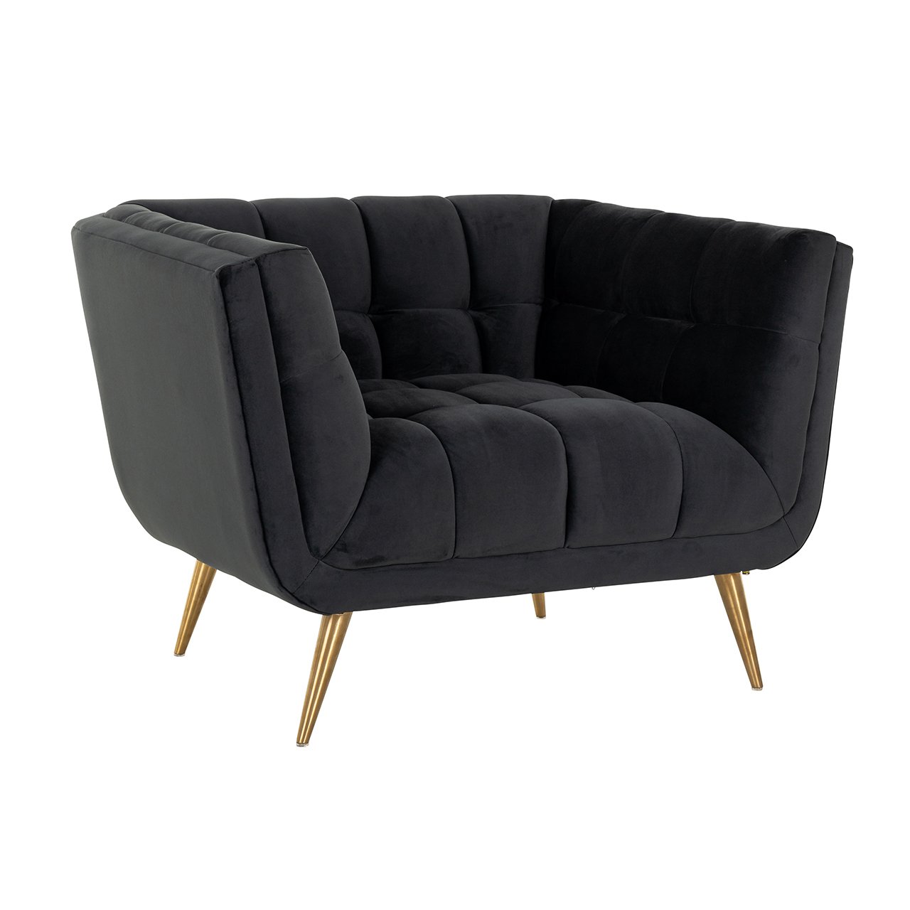 Fauteuil Huxley Antraciet fluweel / Geborsteld goud (Quartz Antraciet 801)