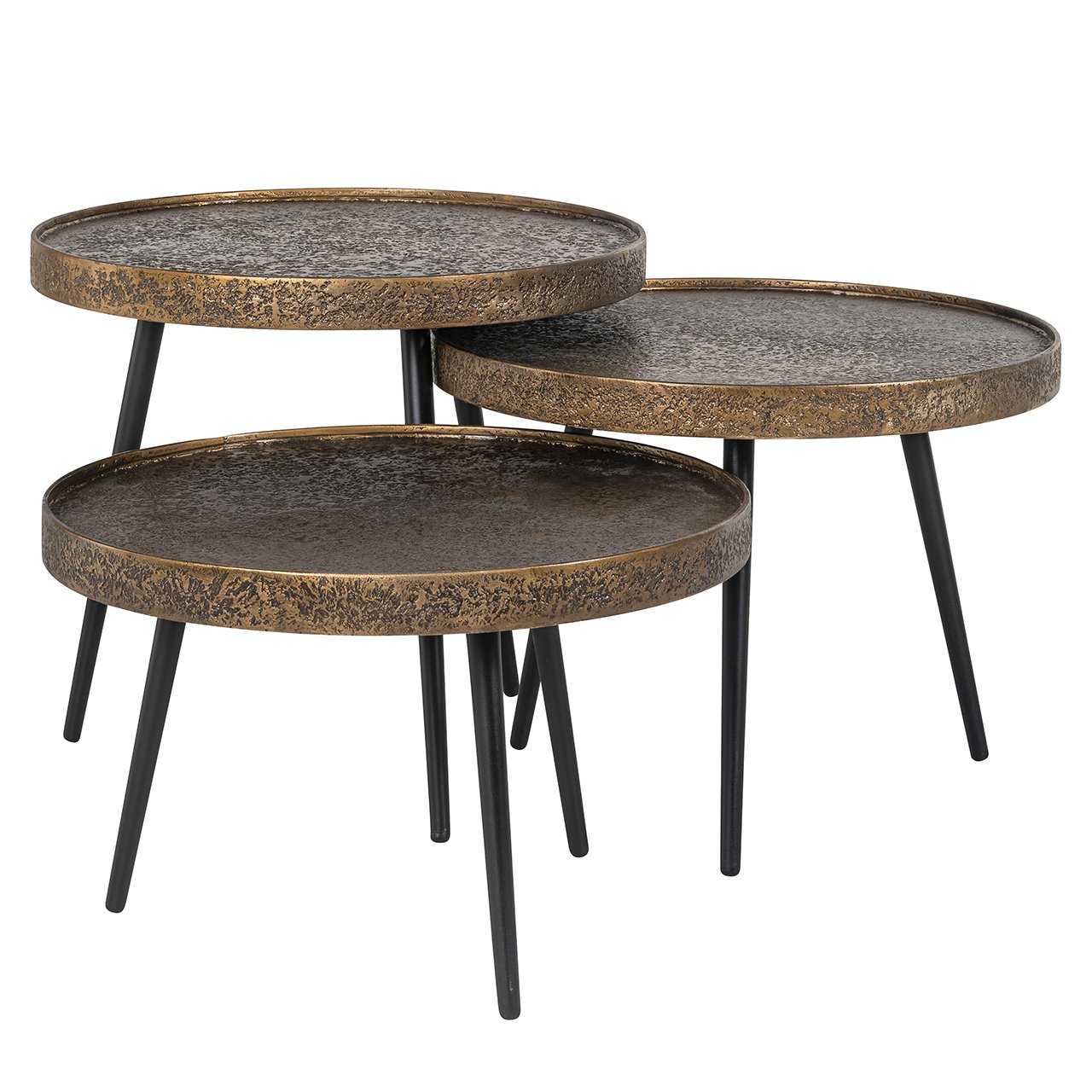 Salontafel Luton set van 3 (Zwart/goud)