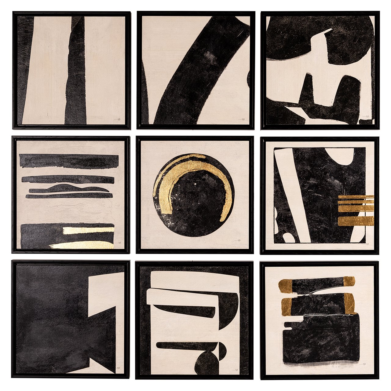 Wandkunst Gabri set van 9 (Zwart/wit)