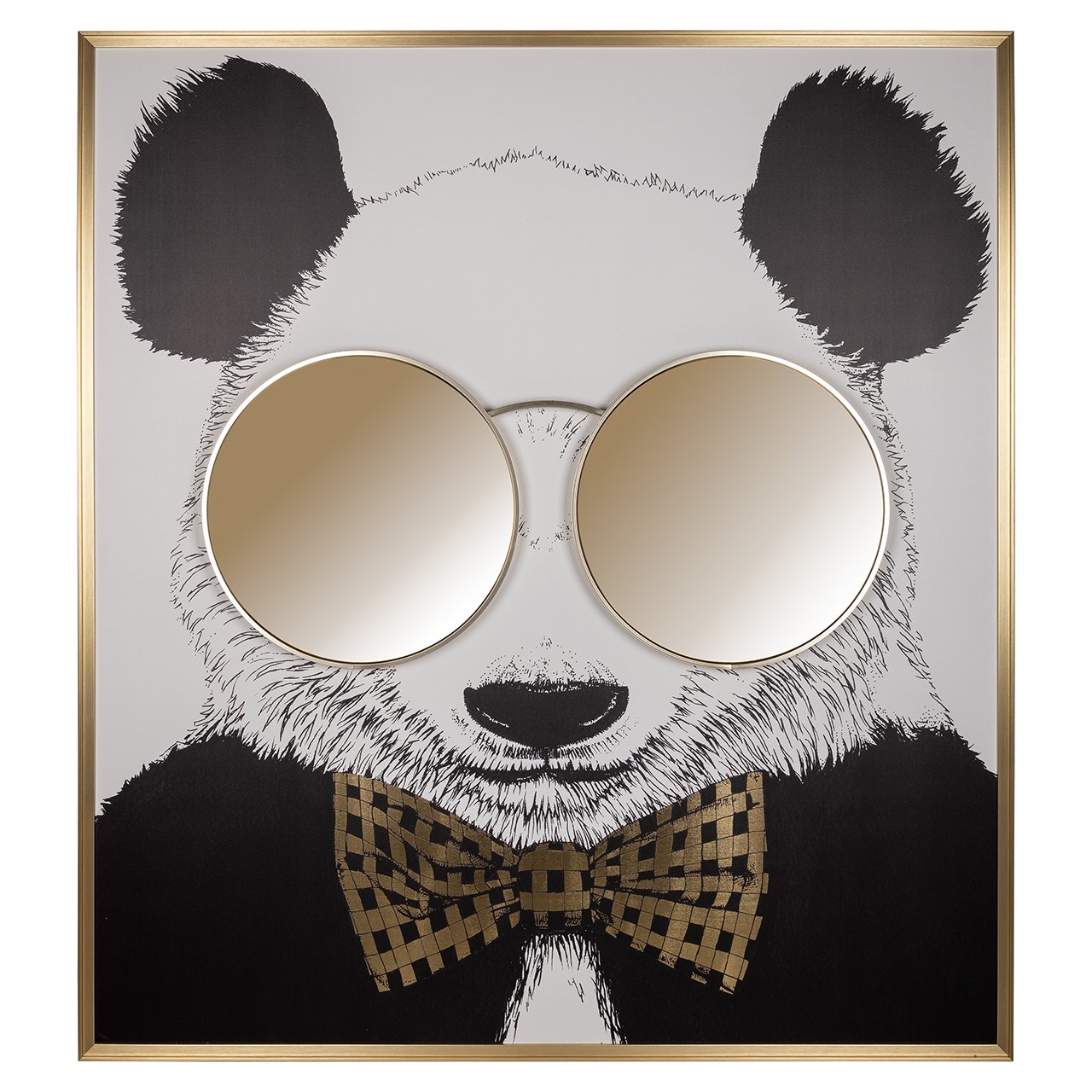 Wandkunst glanzende Panda (Zwart/goud)