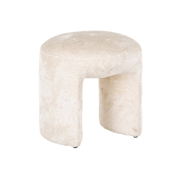 Poef Fargo wit chenille (Bergen 900 wit chenille)