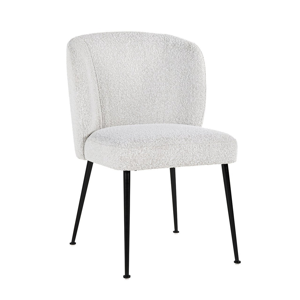 Stoel Fallon Wit Bouclé / zwart (Kopenhagen 900 Bouclé Wit)