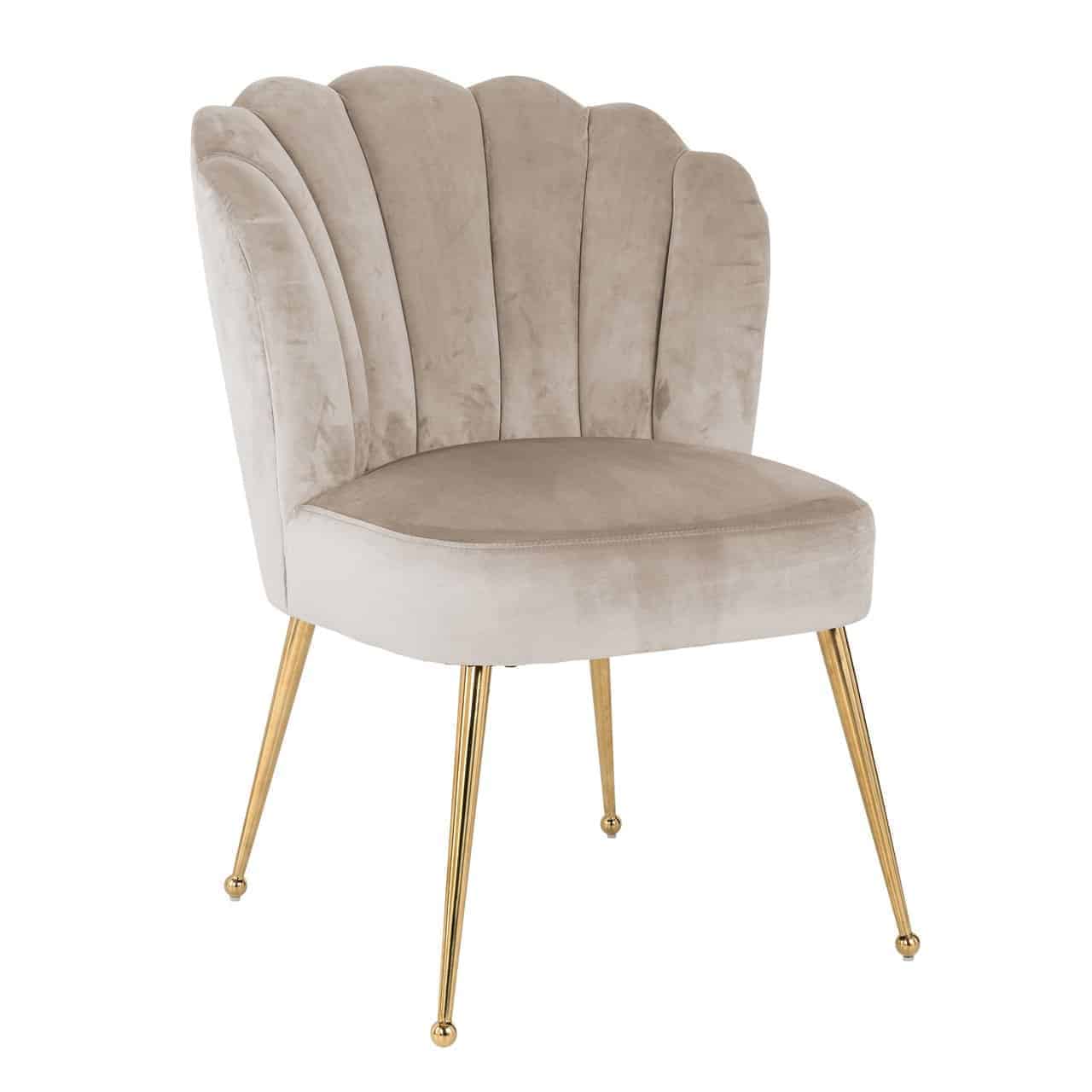 Stoel Pippa khaki fluweel / goud (Quartz Khaki 903)