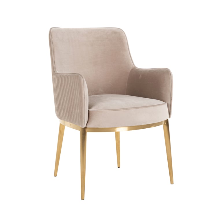 Stoel Breeze khaki fluweel / geborsteld goud brandvertragend (FR-Quartz 903 Khaki)