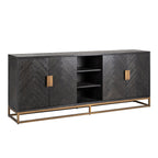 Dressoir Blackbone messing 4-deuren + open vak (Zwart rustiek)