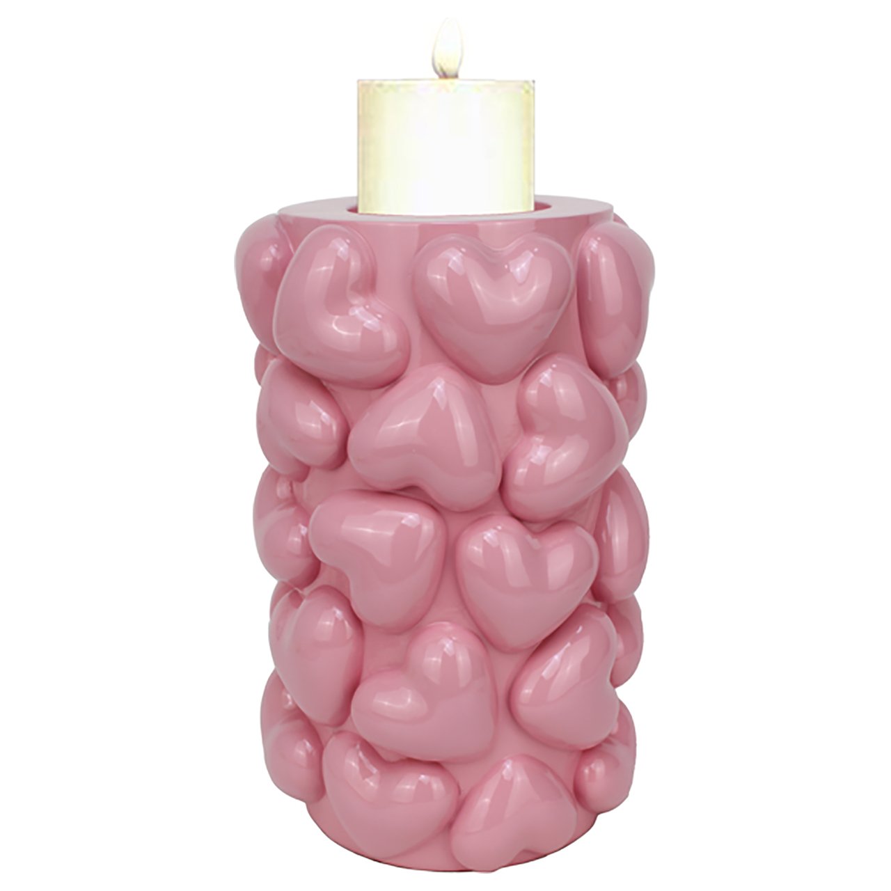 Kandelaar Emel hartjes klein (Roze)