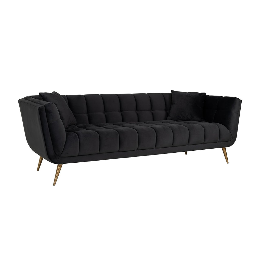 Bank Huxley Antraciet fluweel / Geborsteld goud (Quartz Antraciet 801)