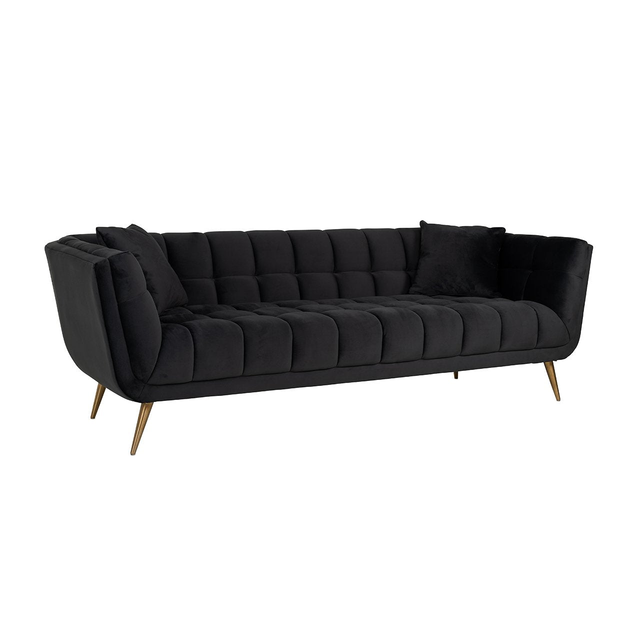 Bank Huxley Antraciet fluweel / Geborsteld goud (Quartz Antraciet 801)