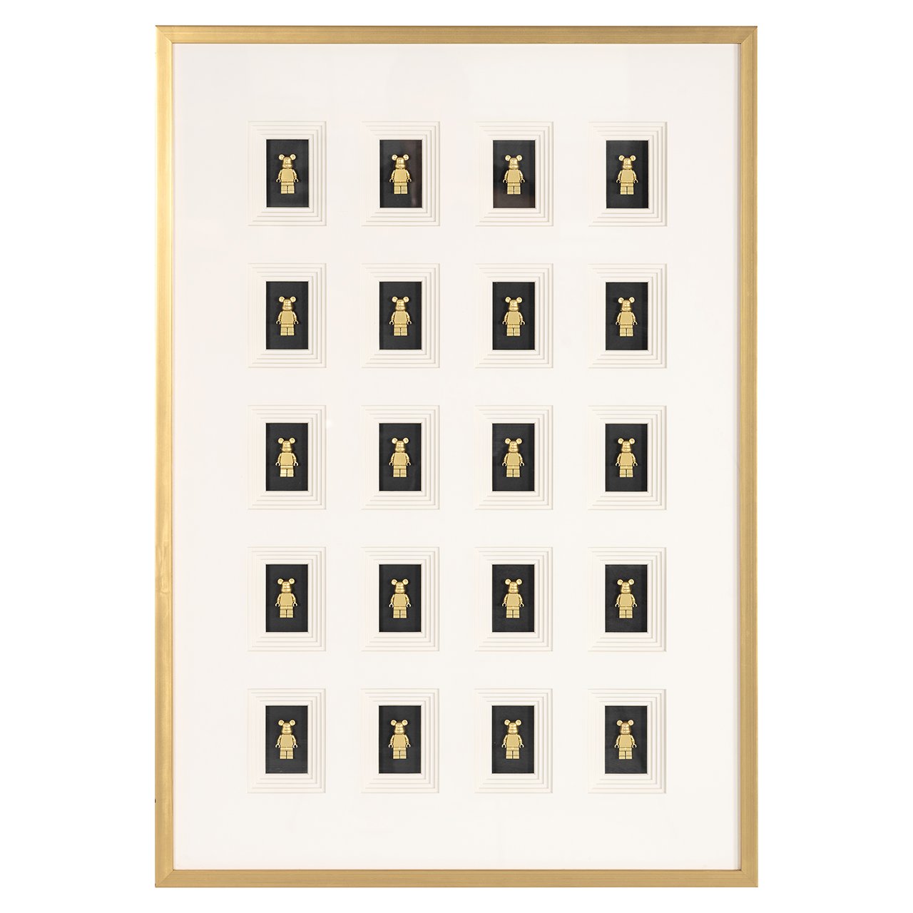 Wanddecoratie Beer blok 3D (Zwart/goud)