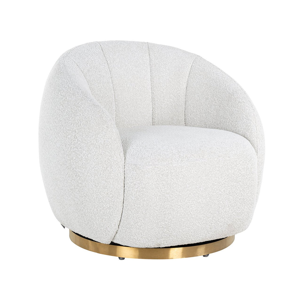 Draaifauteuil Jago wit bouclé / geborsteld goud (Copenhagen 900 Bouclé White)