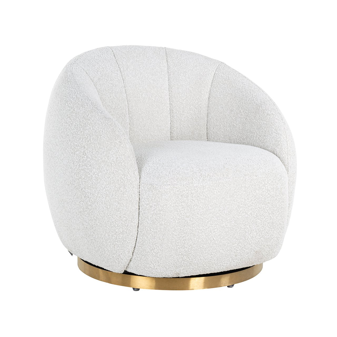 Draaifauteuil Jago wit bouclé / geborsteld goud (Copenhagen 900 Bouclé White)