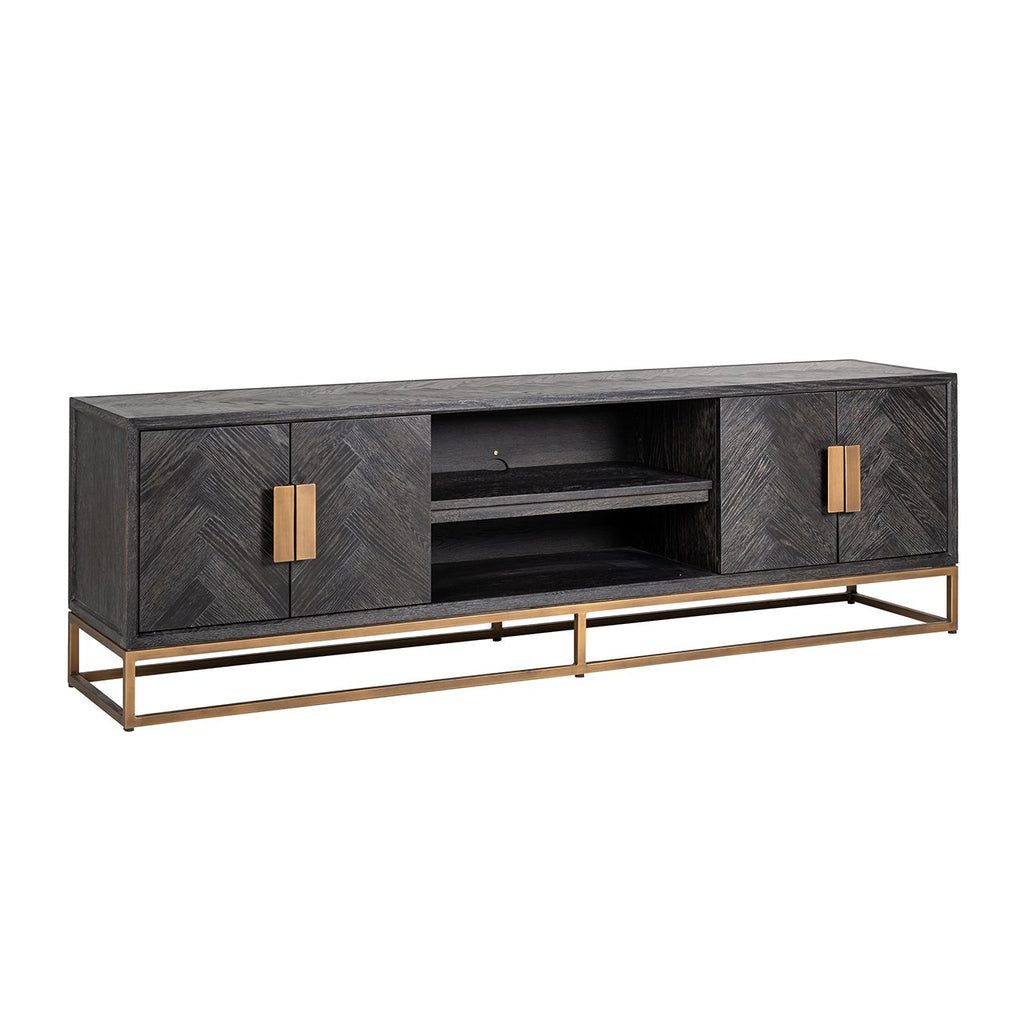 TV-meubel Blackbone messing 4-deuren 200 (Zwart rustiek)