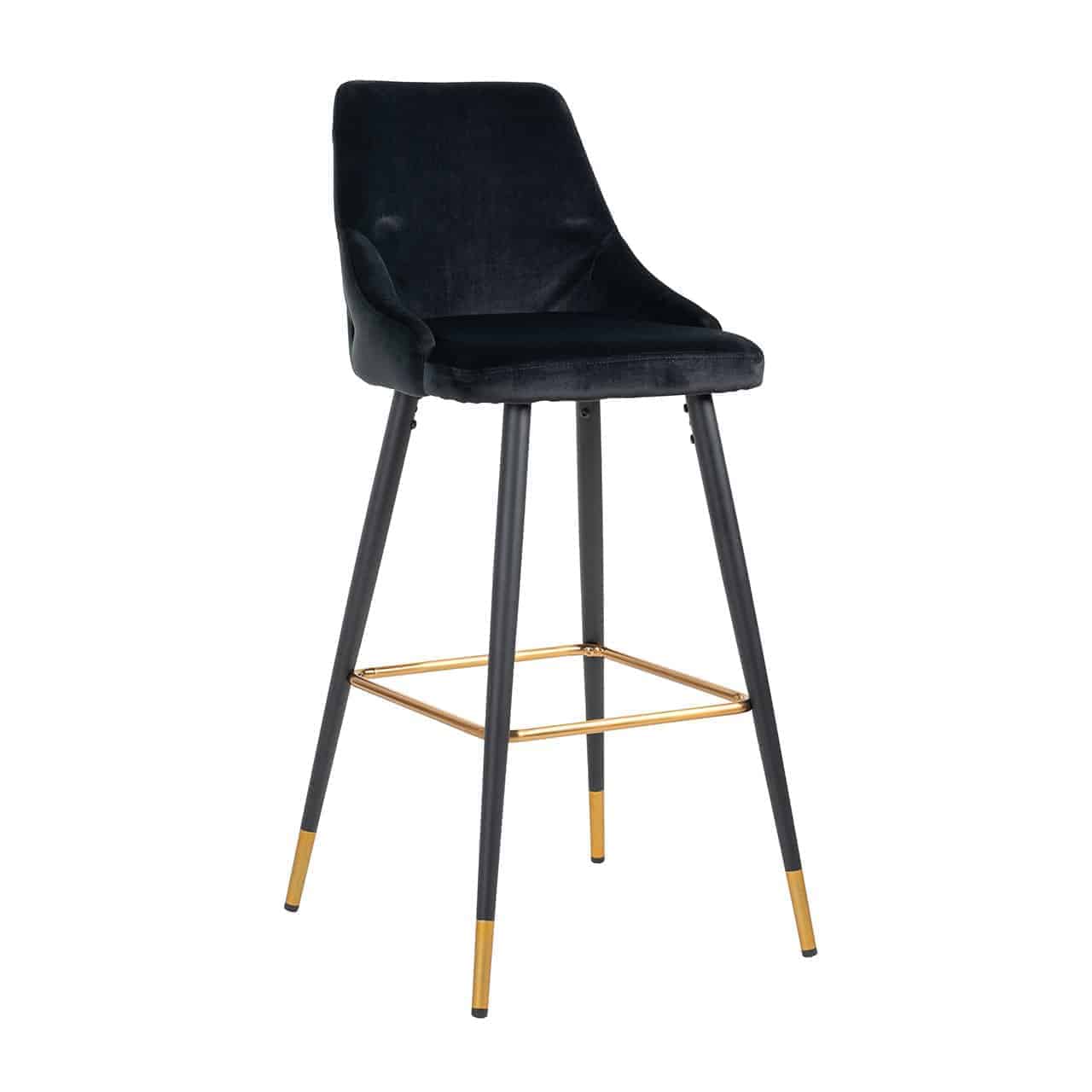 Barstoel Imani zwart fluweel (Quartz Black 800)