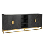 Dressoir Blackbone goud 4 deuren + open vak (Zwart rustiek)