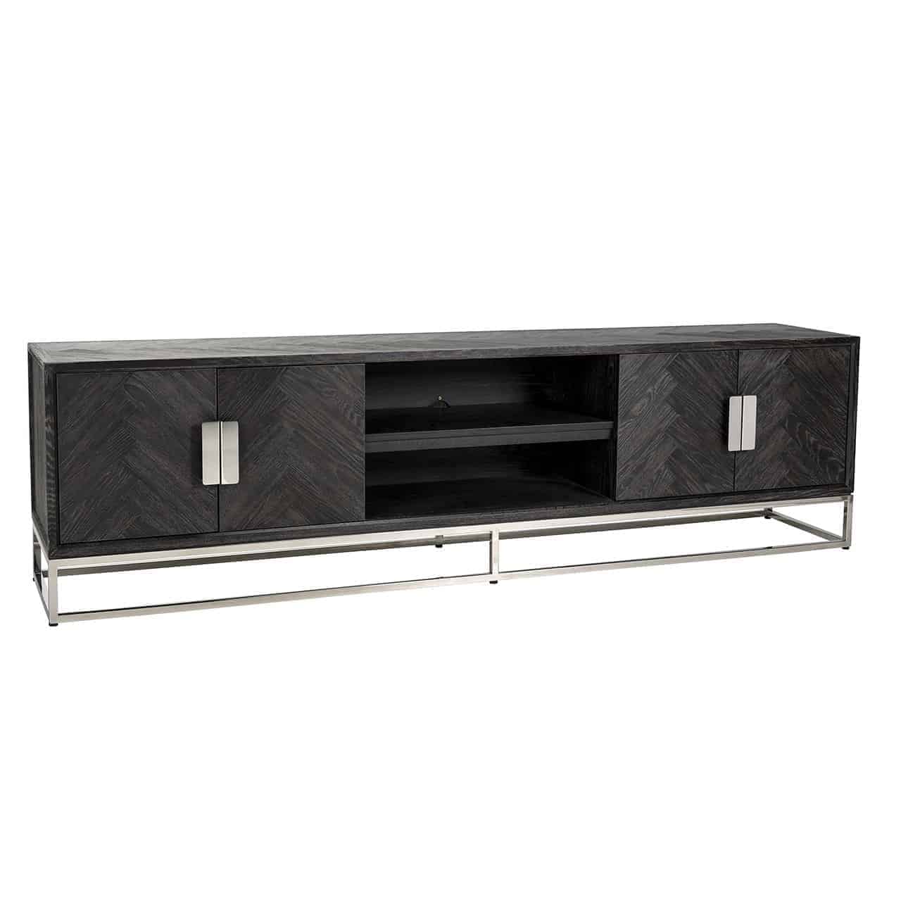 TV-meubel Blackbone zilver 4-deuren 220 (Zwart rustiek)