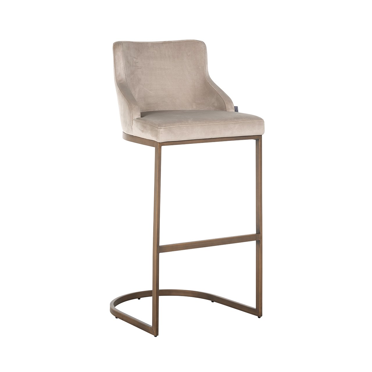Barstoel Bolton khaki fluweel / geborsteld goud brandvertragend (FR-Quartz 903 Khaki)