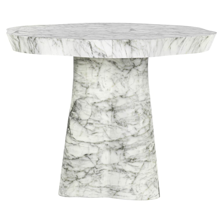 Eettafel Rockyard 140Ø nep wit marmer binnen/buiten (Wit)