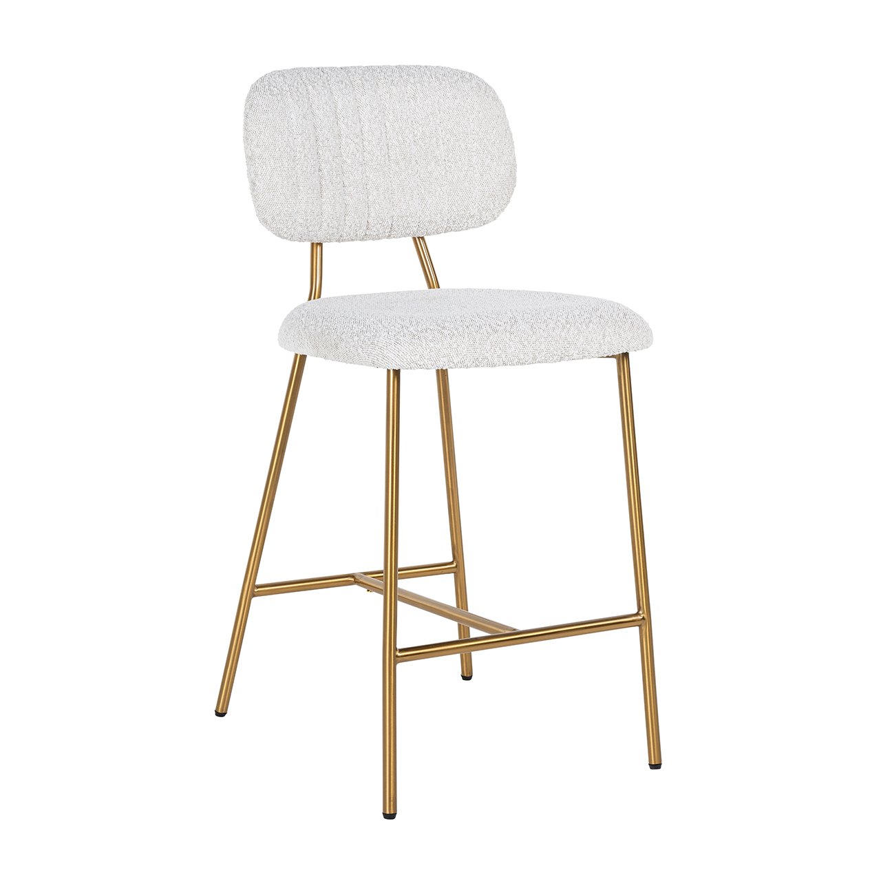Counterstoel Xenia wit bouclé / geborsteld goud (Copenhagen 900 Bouclé White)