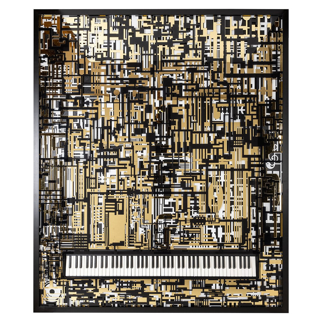 Wandkunst Piano Wibi (Zwart/goud)