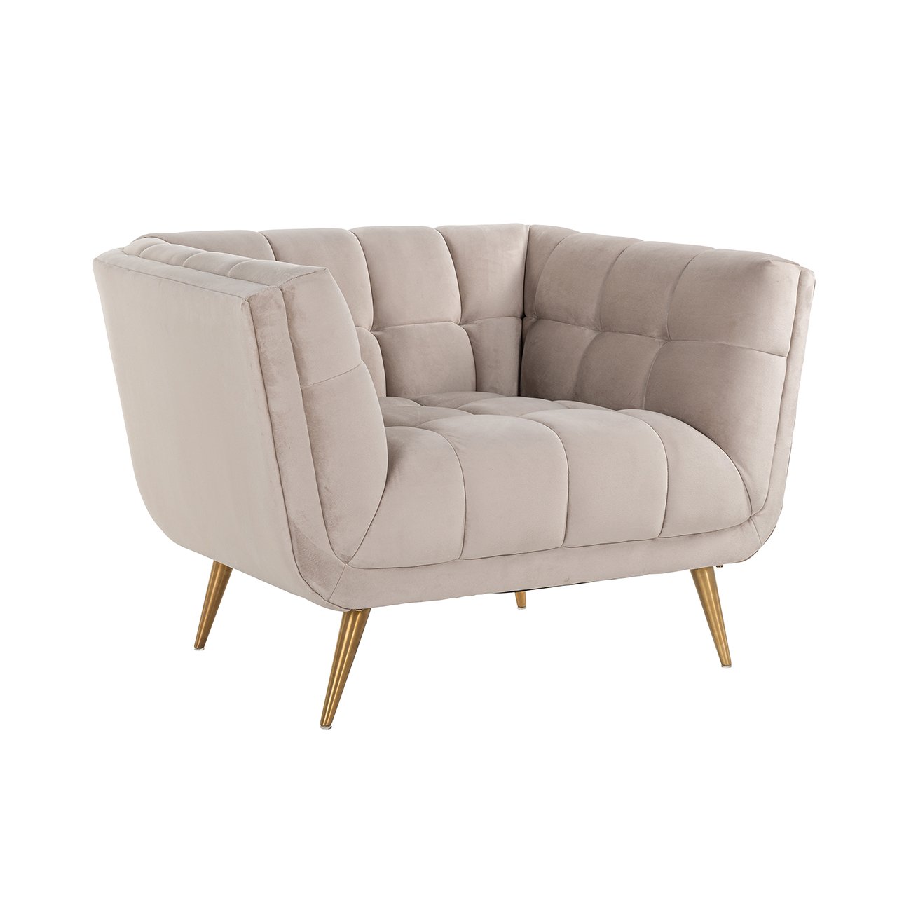 Fauteuil Huxley Khaki fluweel / Geborsteld goud (Quartz Khaki 903)