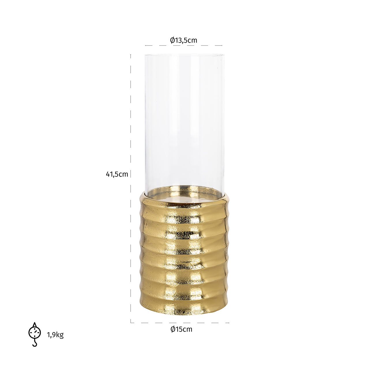 Windlicht Bodil groot (Goud)