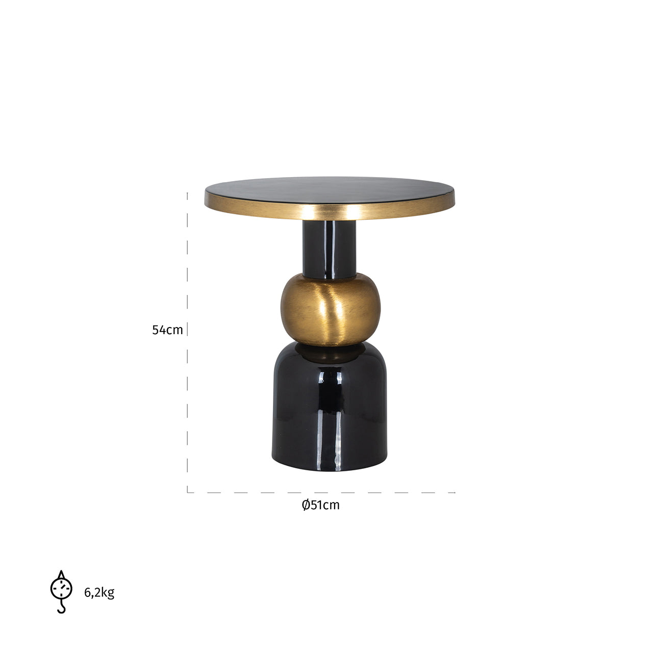 Bijzettafel Mose 51Ø (Zwart)