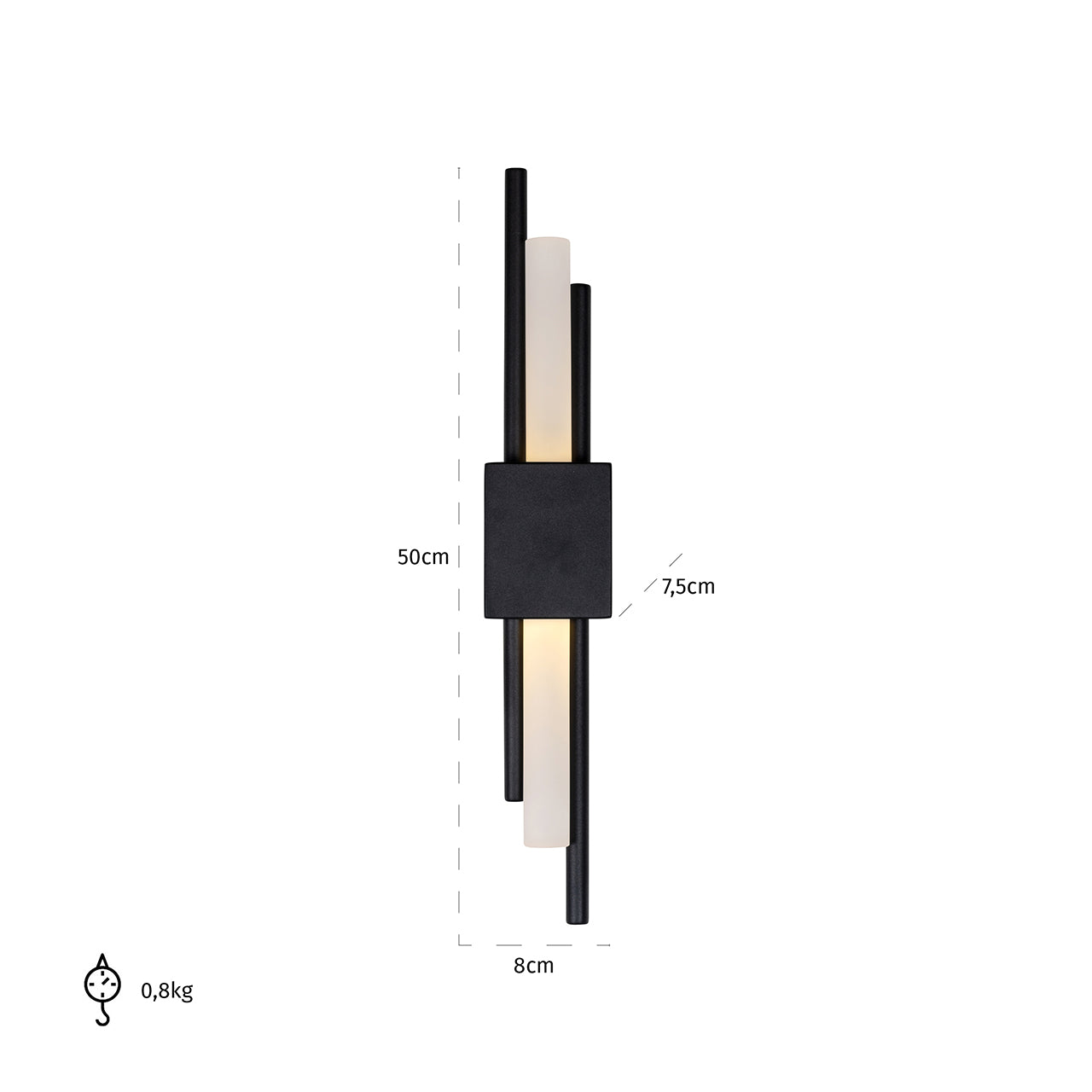 Wandlamp Mylas zwart (Zwart)