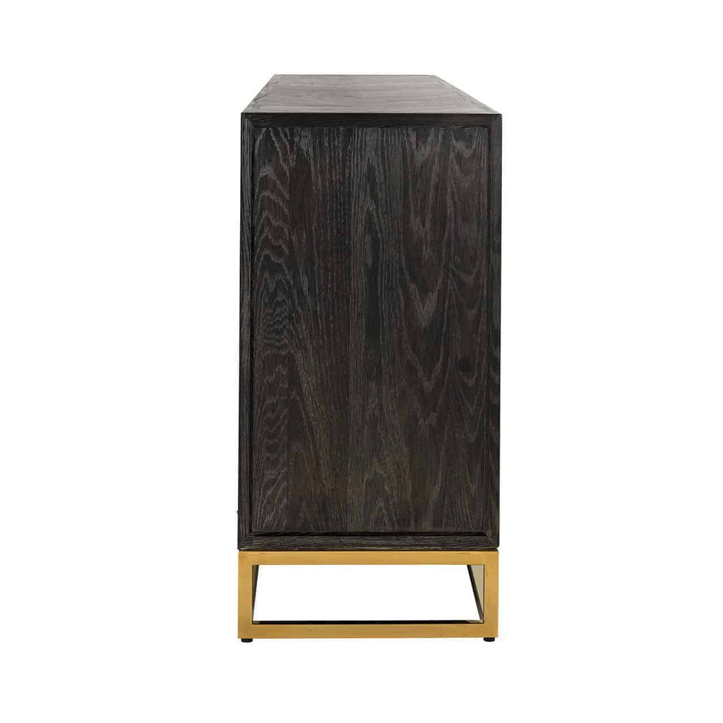 Dressoir Blackbone goud 4 deuren + open vak (Zwart rustiek)