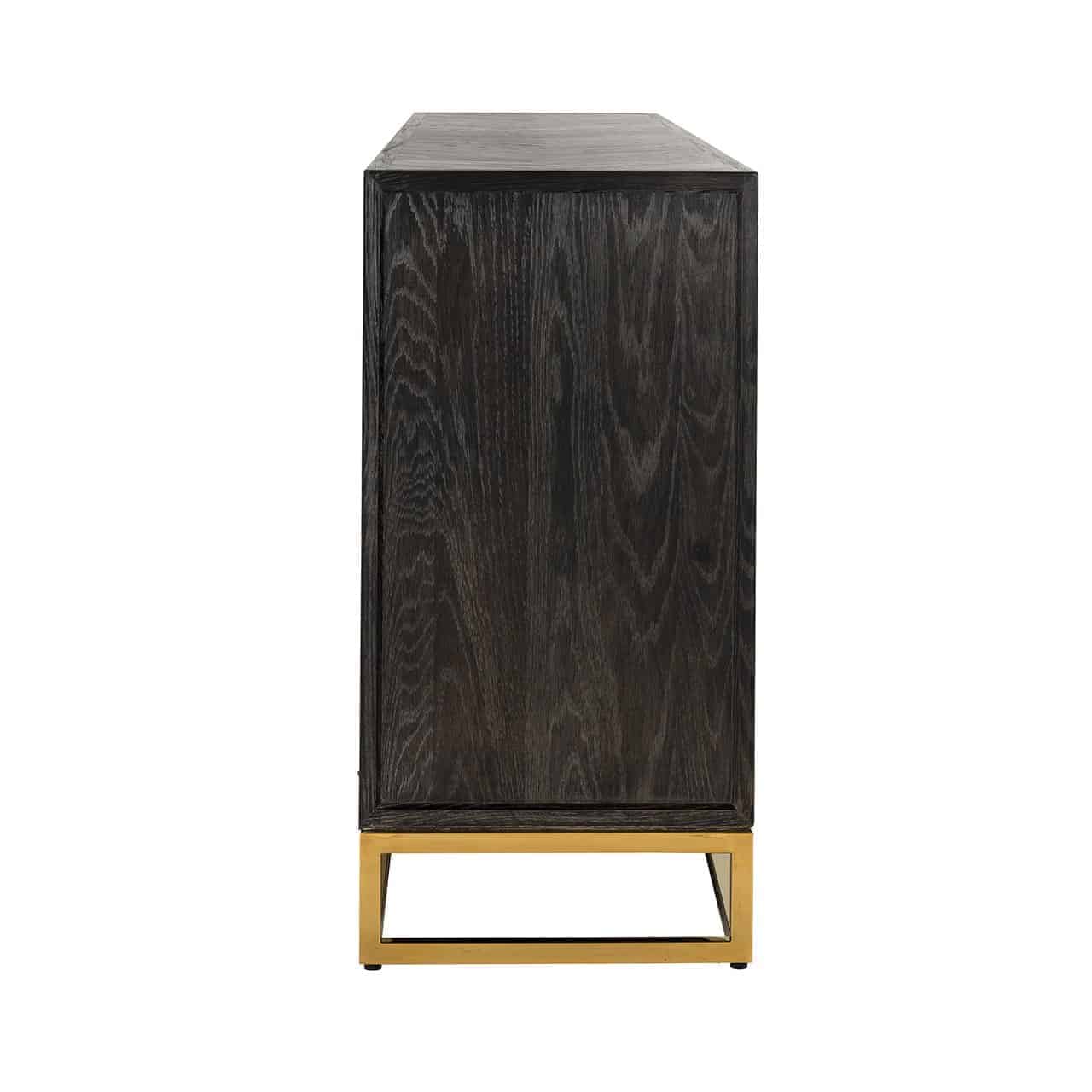 Dressoir Blackbone goud 4 deuren + open vak (Zwart rustiek)