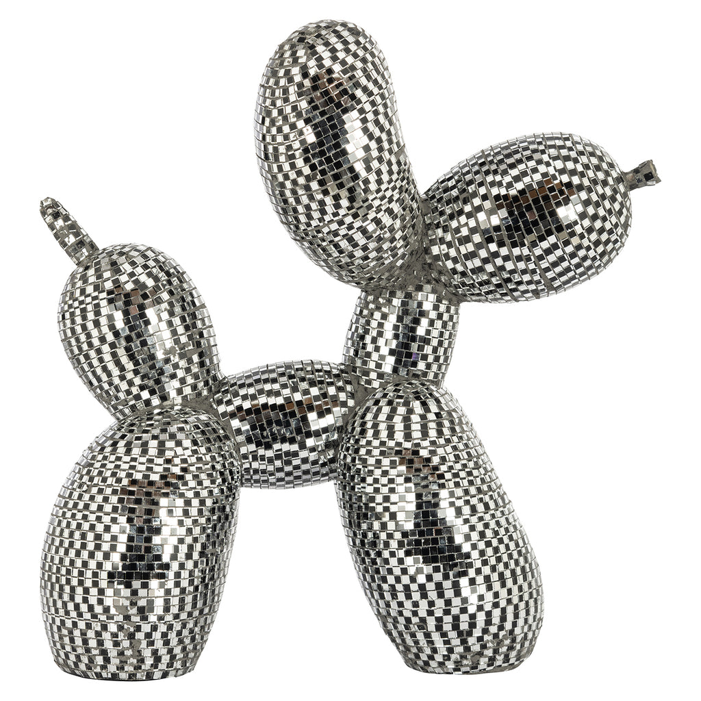Honden decoratie object spiegel zwart (Zwart)