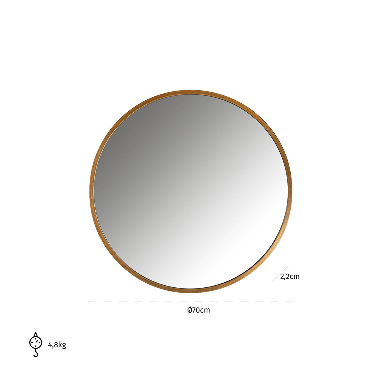 Spiegel Maeron goud 70Ø (Goud)