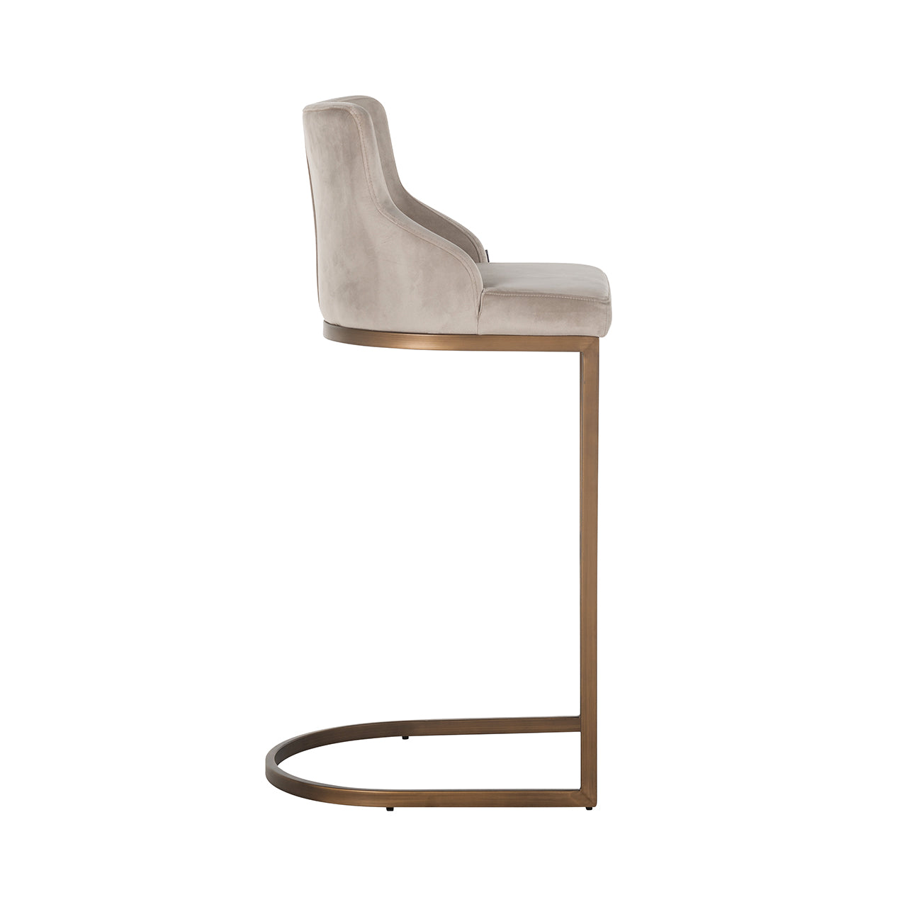 Barstoel Bolton khaki fluweel / geborsteld goud brandvertragend (FR-Quartz 903 Khaki)