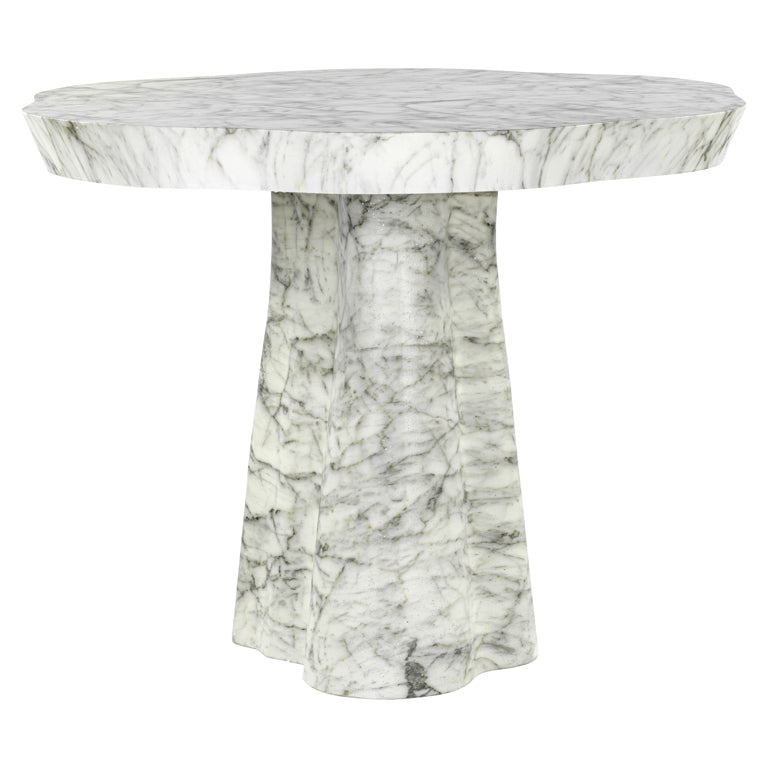 Eettafel Rockyard 140Ø nep wit marmer binnen/buiten (Wit)