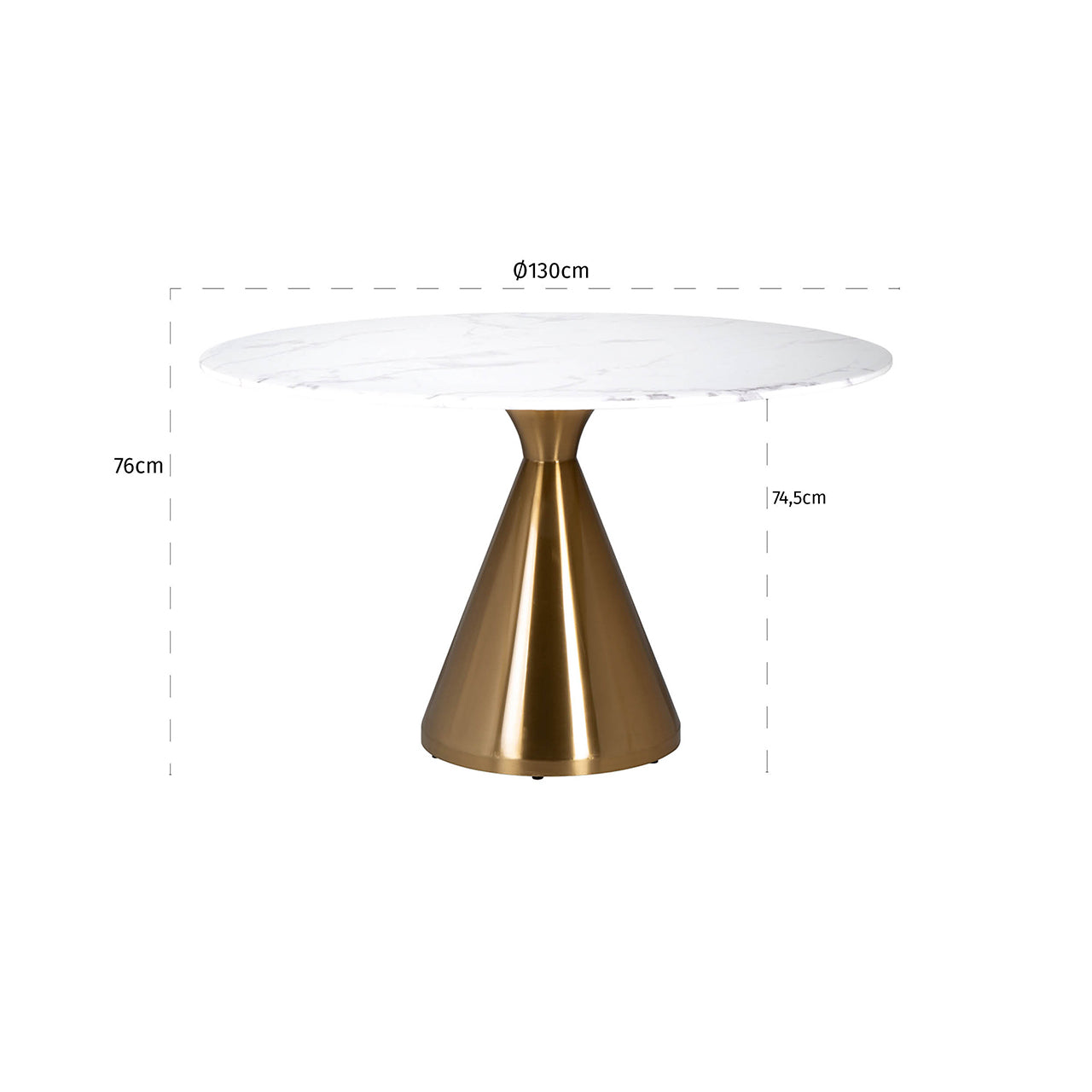Eettafel Tenille 130Ø (Geborsteld Goud)