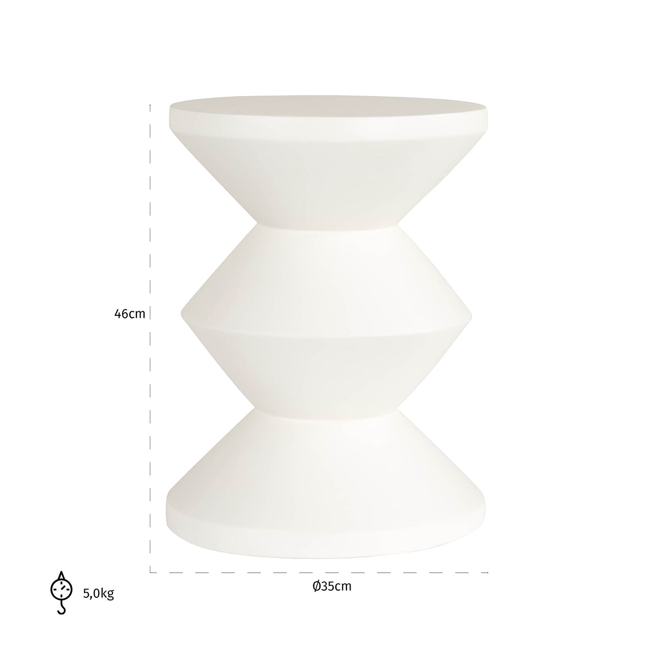 Bijzettafel Bloomstone Diablo 34Ø (Wit)