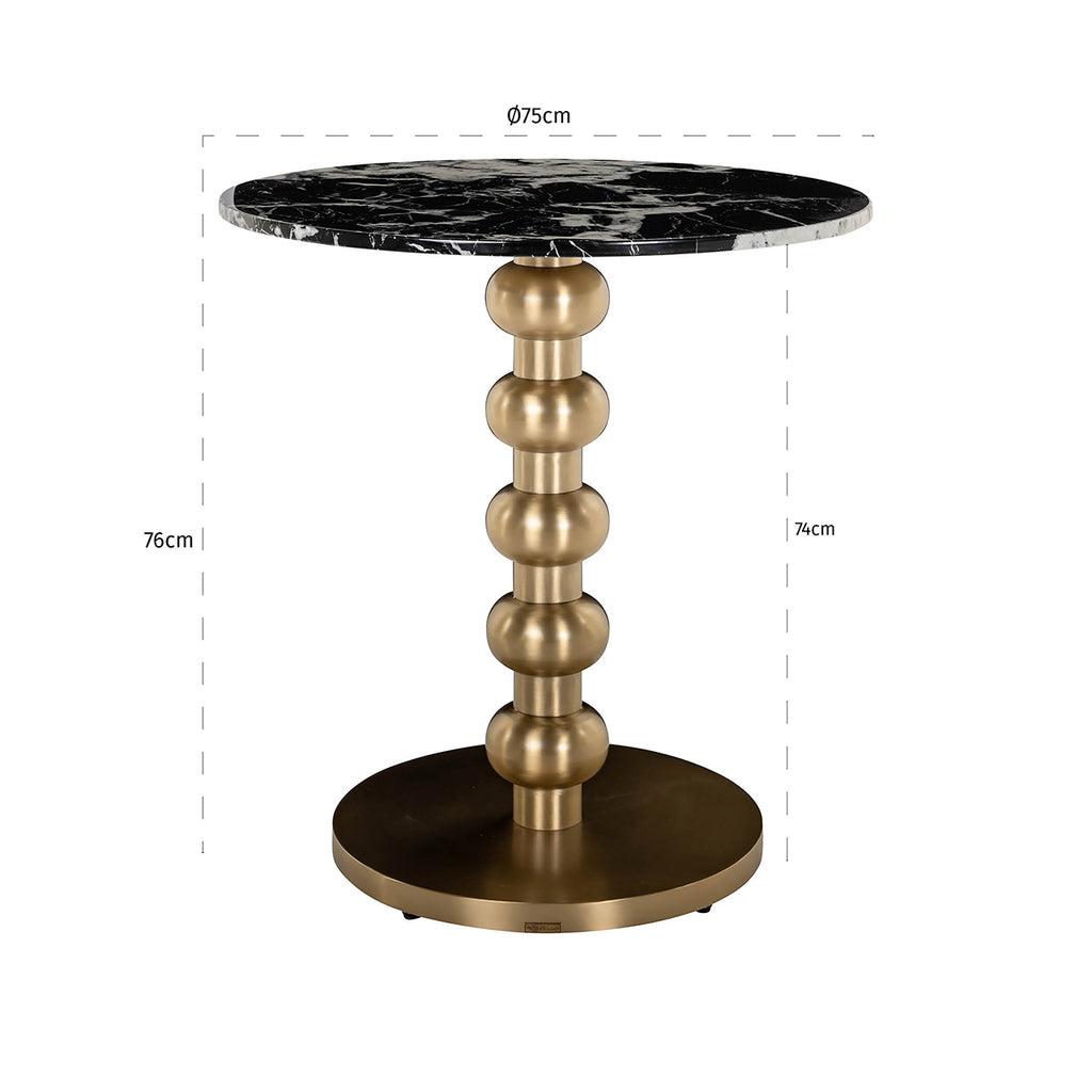 Bistrotafel Witlox 75Ø (Zwart/goud)
