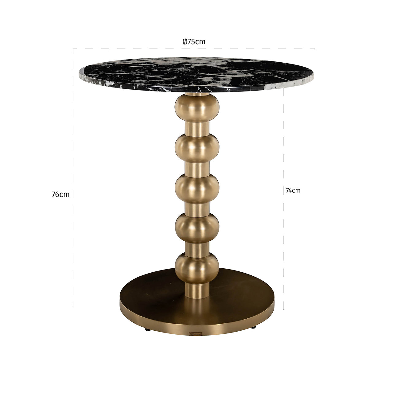 Bistrotafel Witlox 75Ø (Zwart/goud)