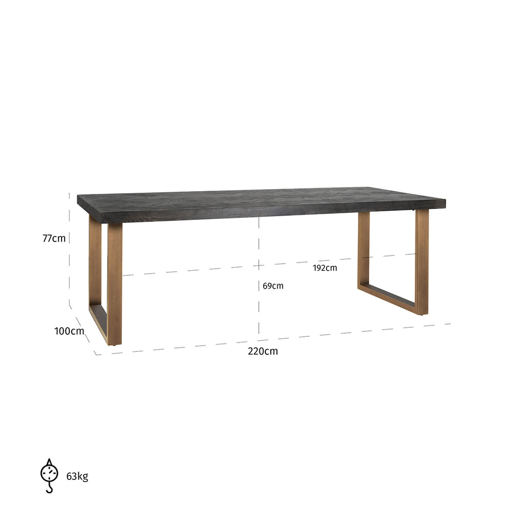 Eettafel Blackbone messing 220 (Zwart rustiek)