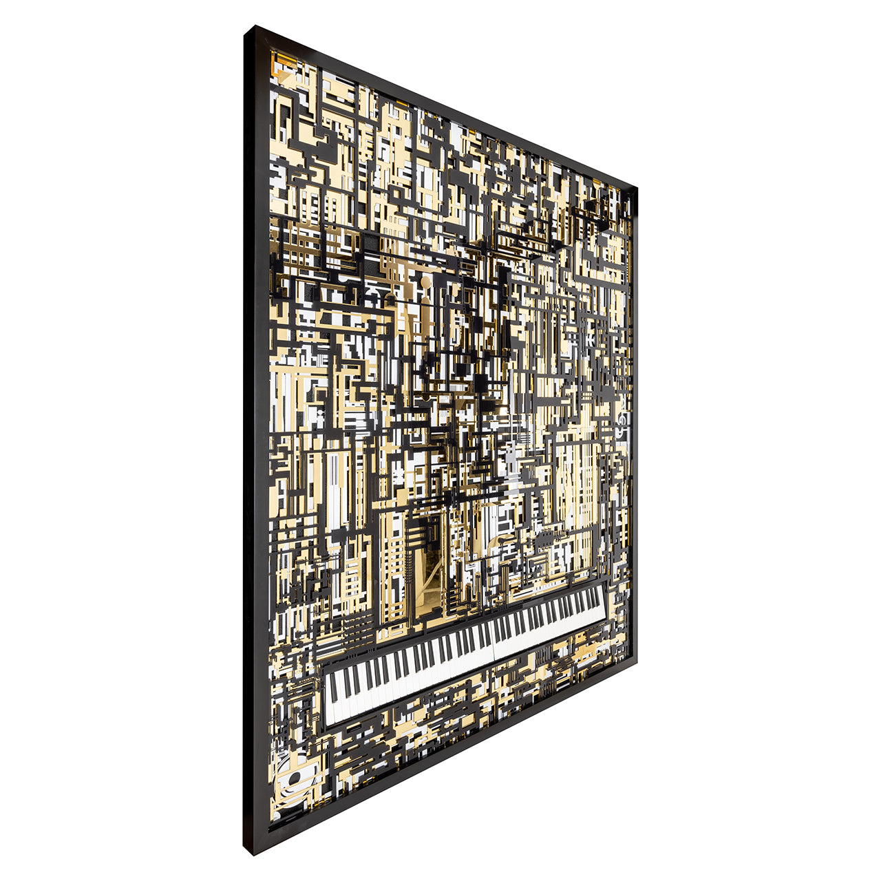 Wandkunst Piano Wibi (Zwart/goud)