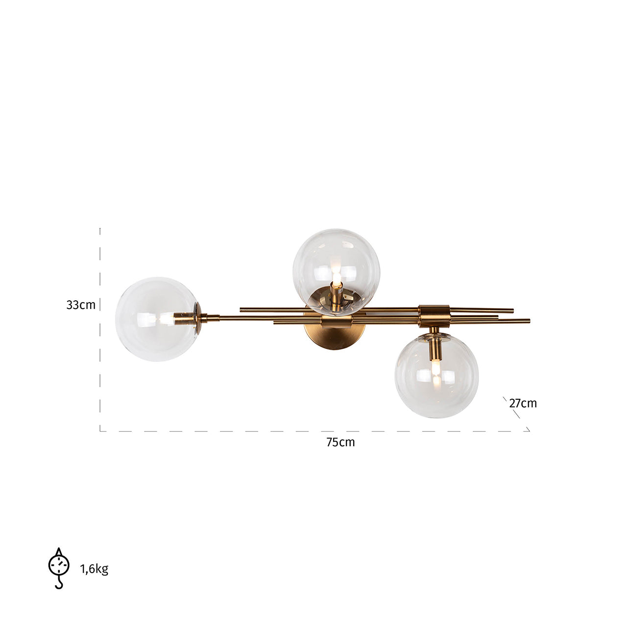 Wandlamp Davine (Geborsteld Goud)